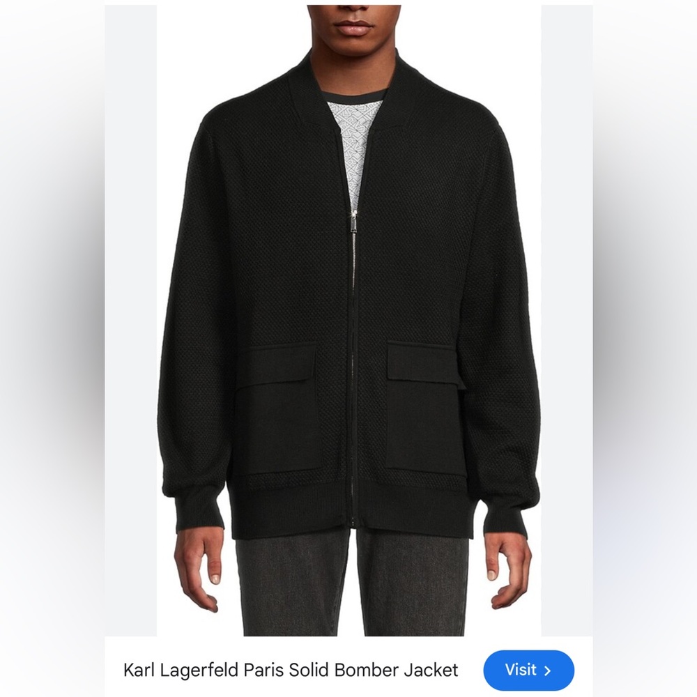 Karl Lagerfeld Black Ribbed Collar Jacket